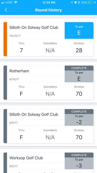 18birdies app round history