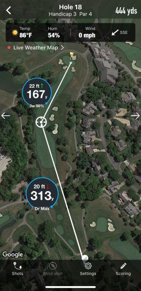 GPS of Hole 18 at Muirfield Village