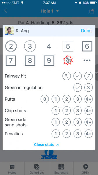 Golf app pick up scoring