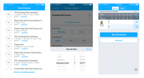 golf app round history