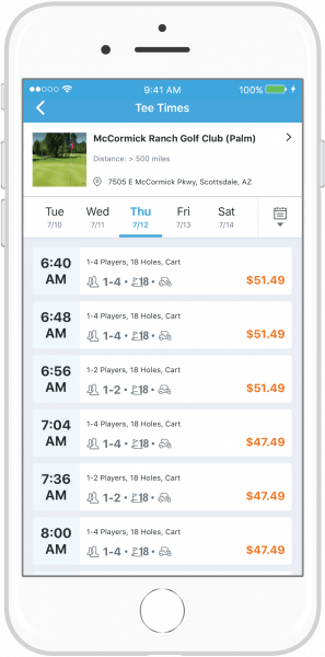 tee time list